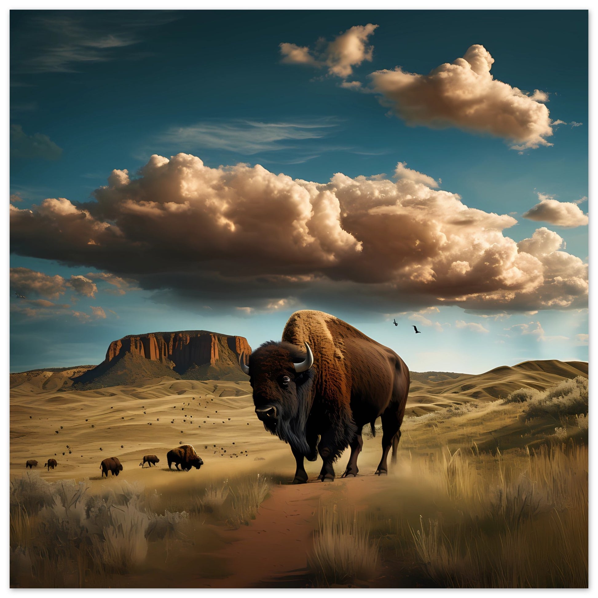 Bison, Wolkenhimmel, Poster - PeeibePosters