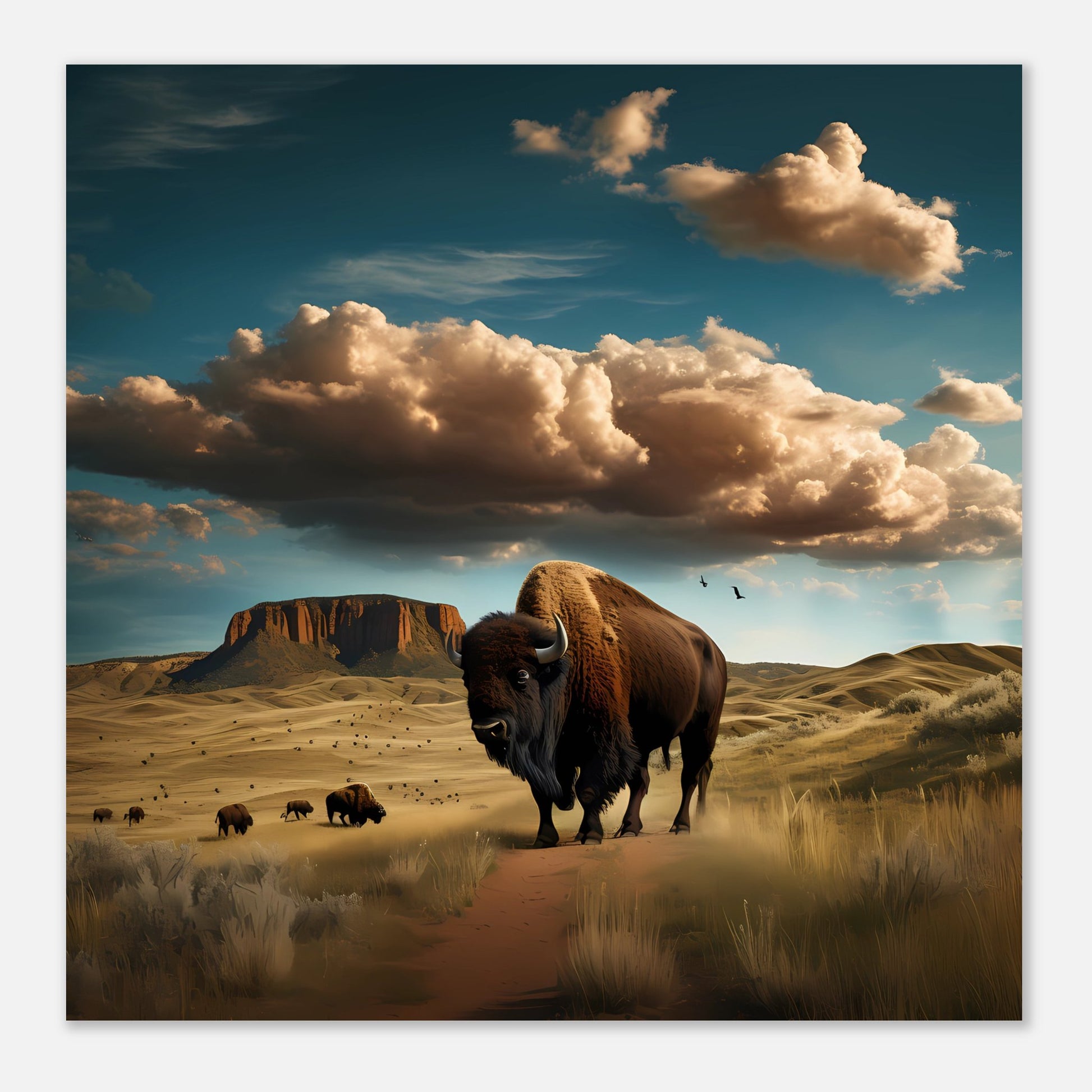 Bison, Wolkenhimmel, Poster - PeeibePosters