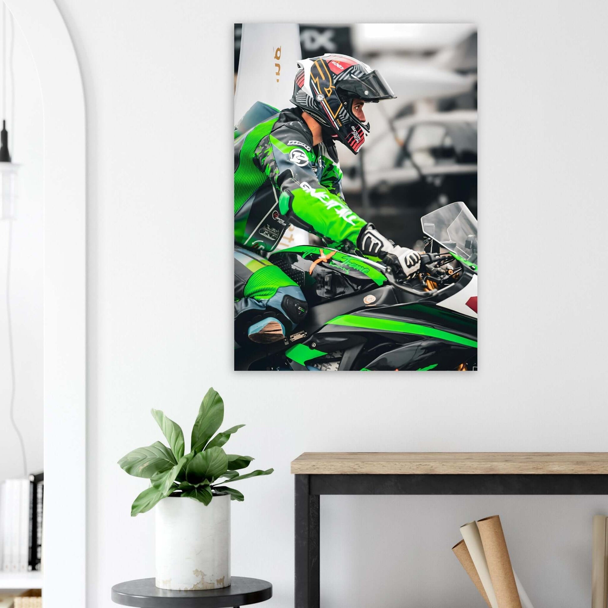 Poster von Curby auf Rennmotorrad, D.X-Treme Racing Team, IDC Rennen – ideale Wanddeko für Motorradfans