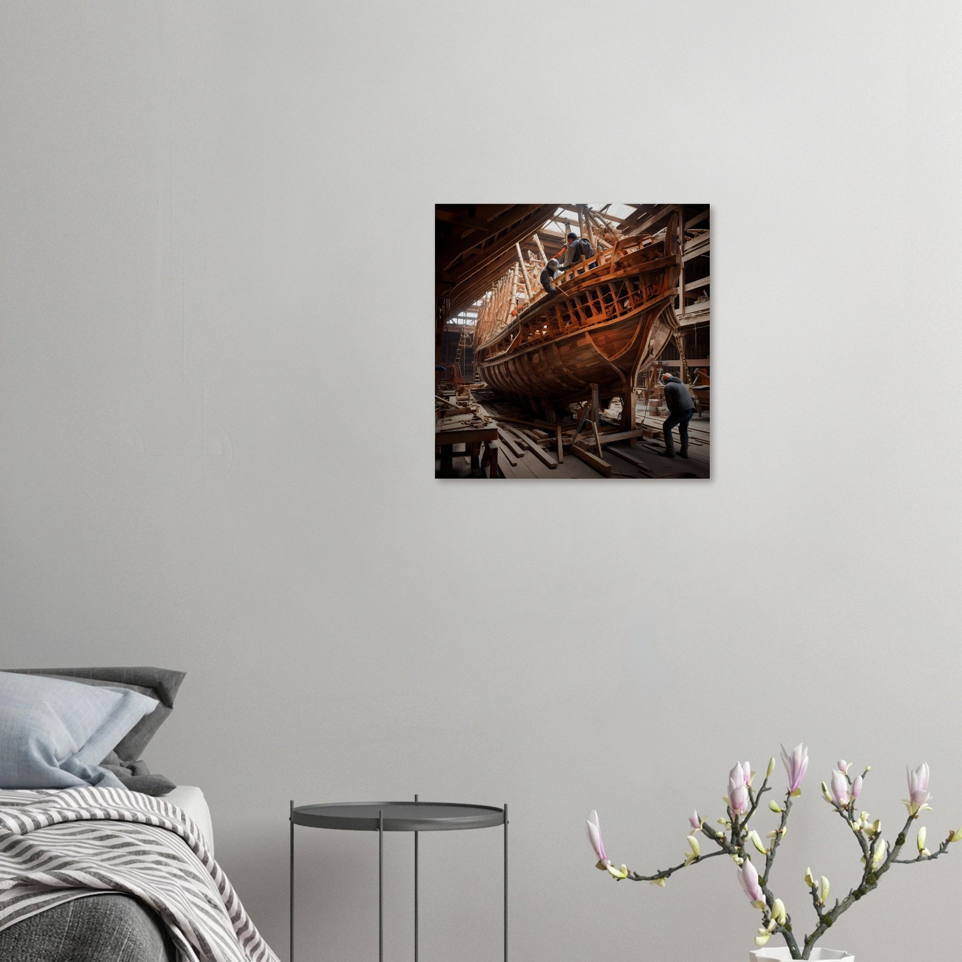 Holzschiff im Bau, Poster - PeeibePosters